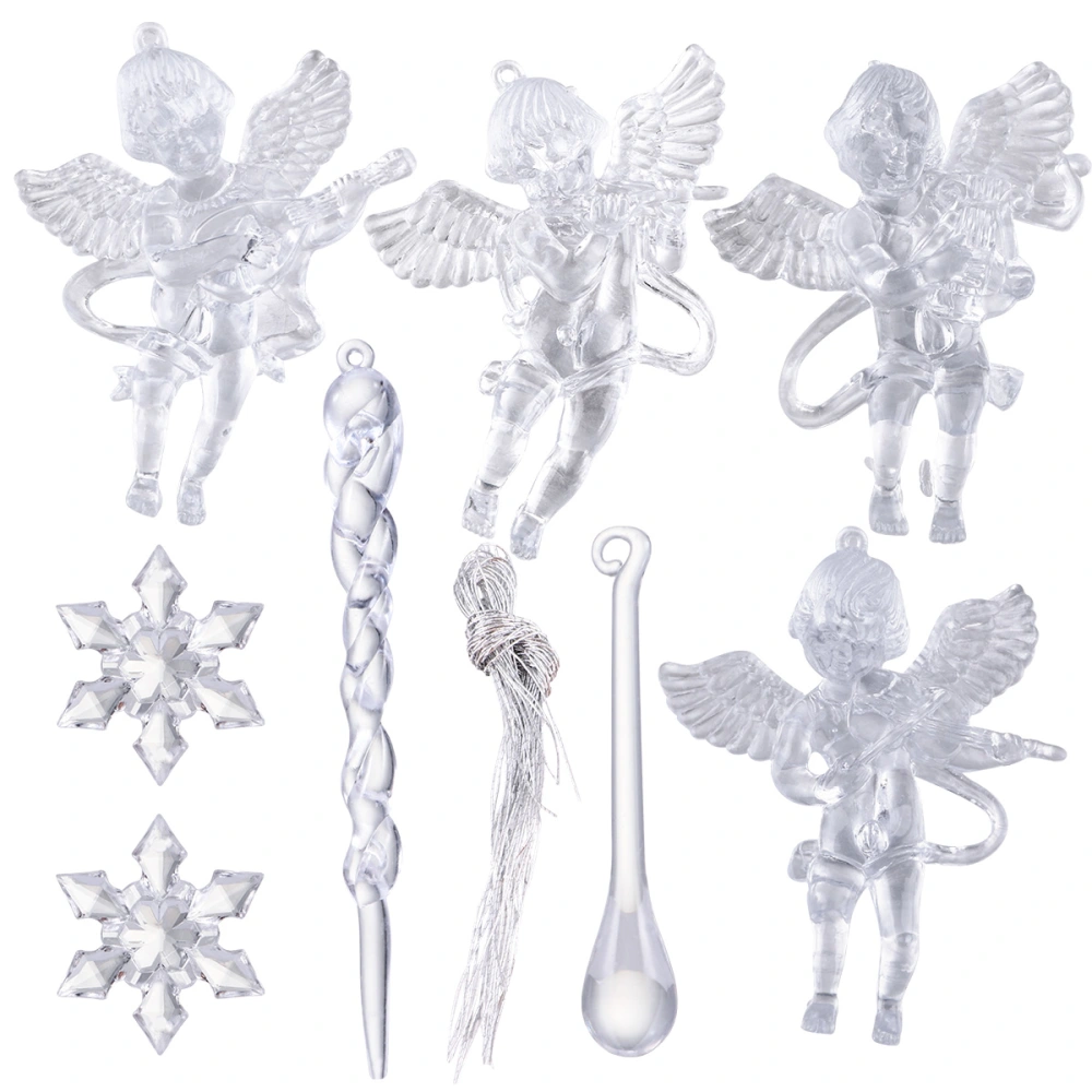 16 Pcs 1 Set Christmas Hangings Creative DIY Icicle Pendants (Transparent)