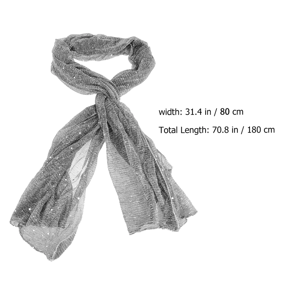 1PC Glitter Adjustable Muslim Hijab Neck Cover Scarf Islamic Muslim Headwear for Women Ladies Females (Grey)