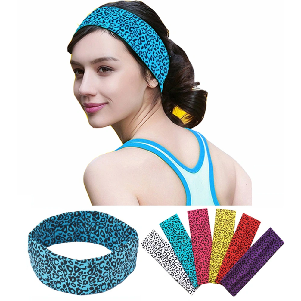 4pcs Leopard Cotton Headbands Yoga Fashion Headband for Women Girls Hair Wrap Accessories (Blue + Yellow + Dark Purple + Red)