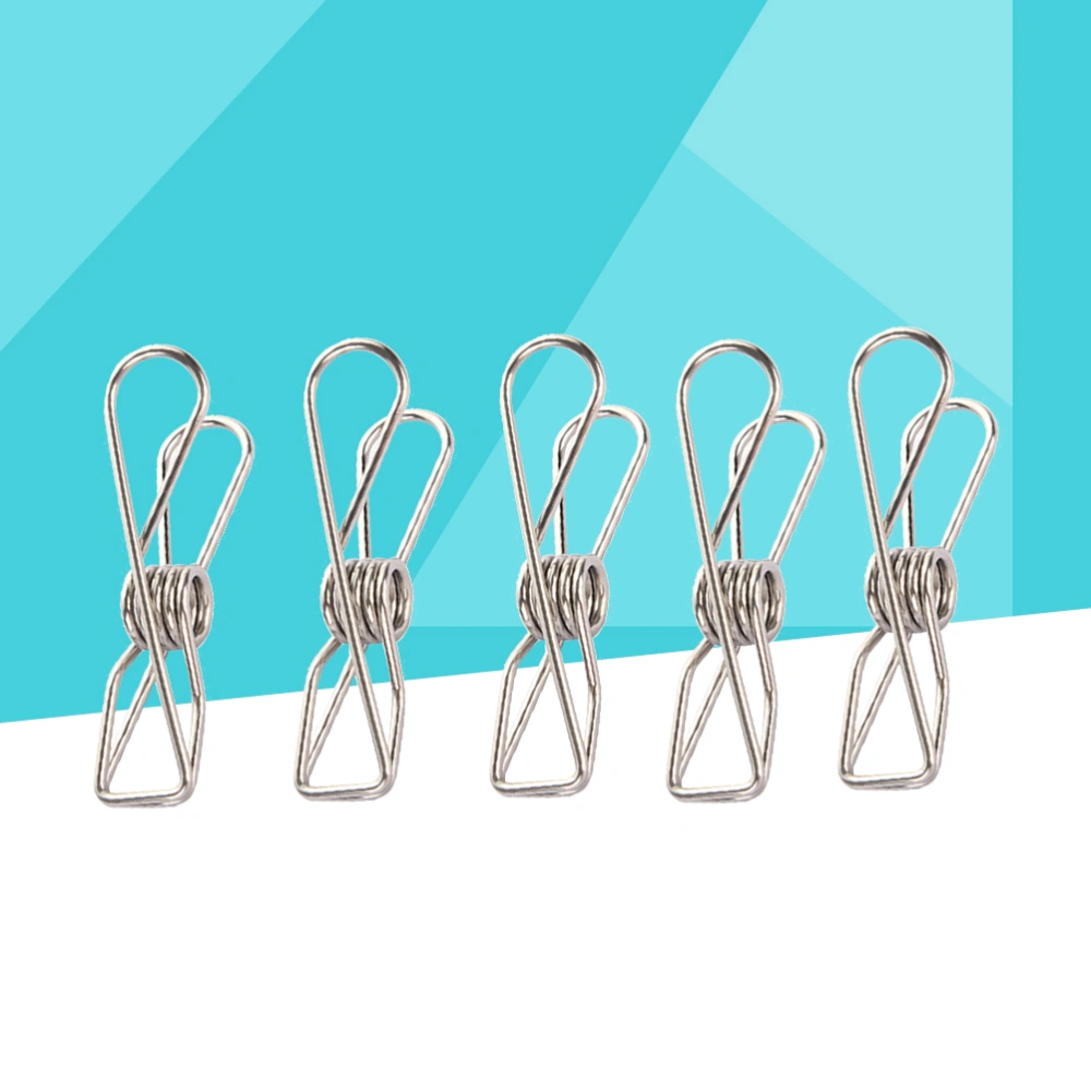 40pcs Stainless Steel Wire Clips Multi-purpose Hollow Hanging Clips Hooks for Daily Use