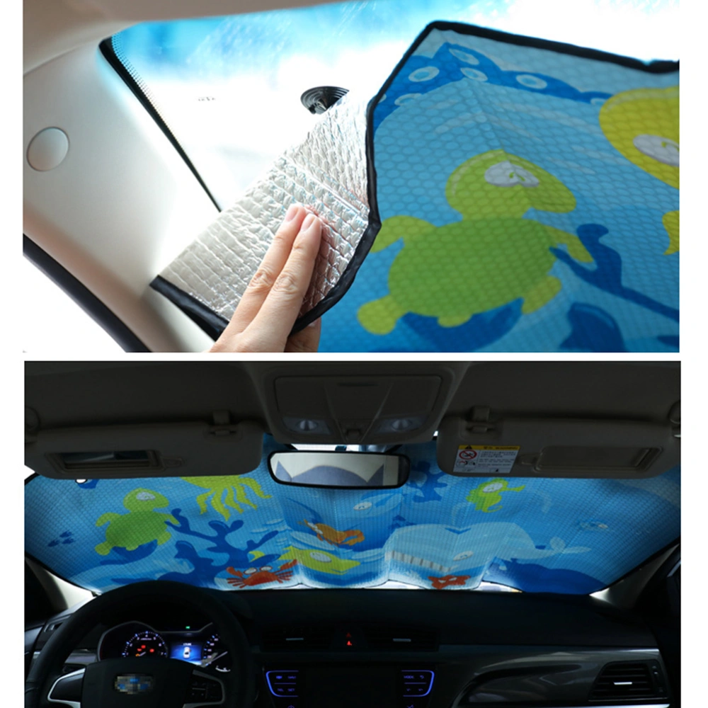 1 Pc Car Heat-insulation Sunshade Auto Front Sun Shade UV Rays Protector Sunshade (Sea World)