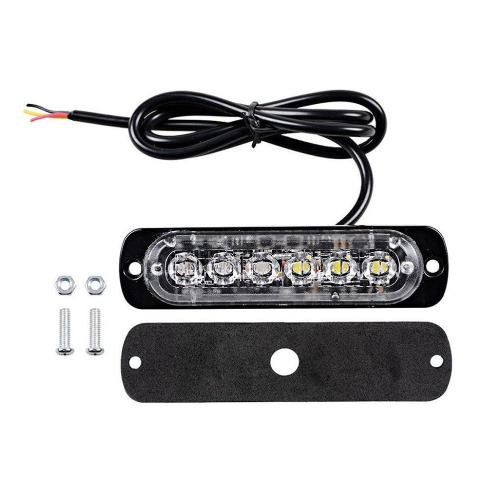 Vehicle Ultra-thin Side Flash 6LED Light 18W 12-24V Signal Warning Light (White + Green)