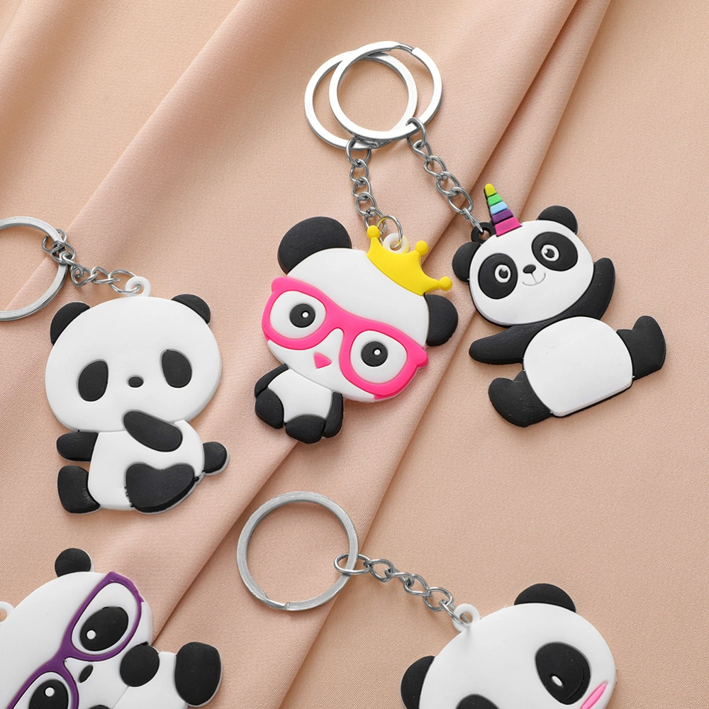 10pcs Cartoon Panda Key Pendants Backpack Hanging Decors Multipurpose Panda Keychains