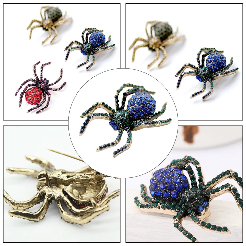 1Pc Retro Style Brooch Spider Shaped Brooch Trendy Rhinestone Brooch Pin