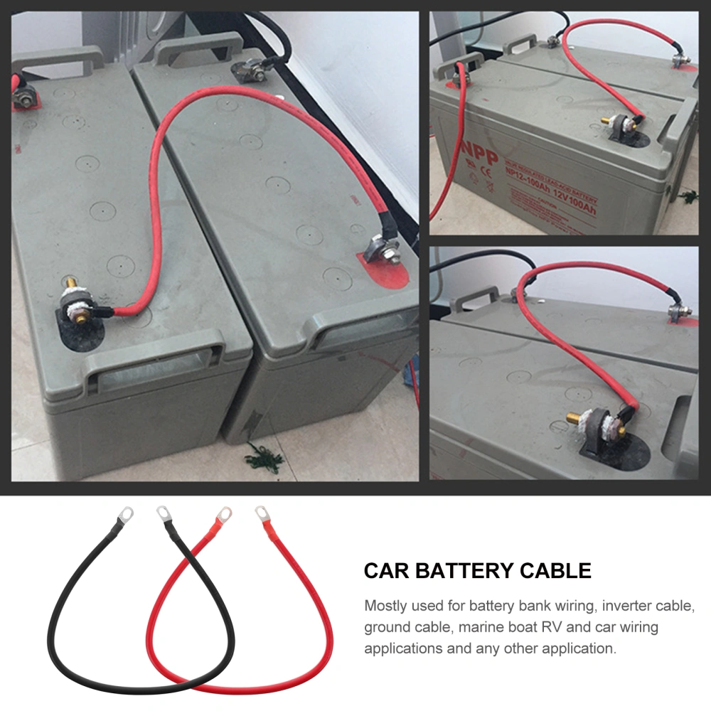 2Pcs Battery Cable Power Cable with Ring Eyelets Car Battery Cable for Batteries