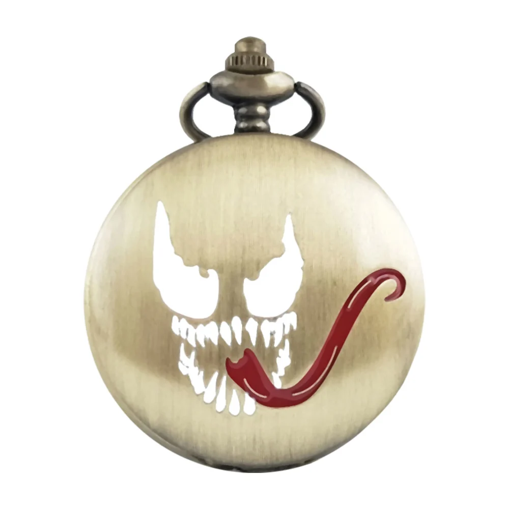 Quartz Pocket Watch Halloween Scary Pocket Watch Necklace Chain Watch for Halloween Decoration Use.