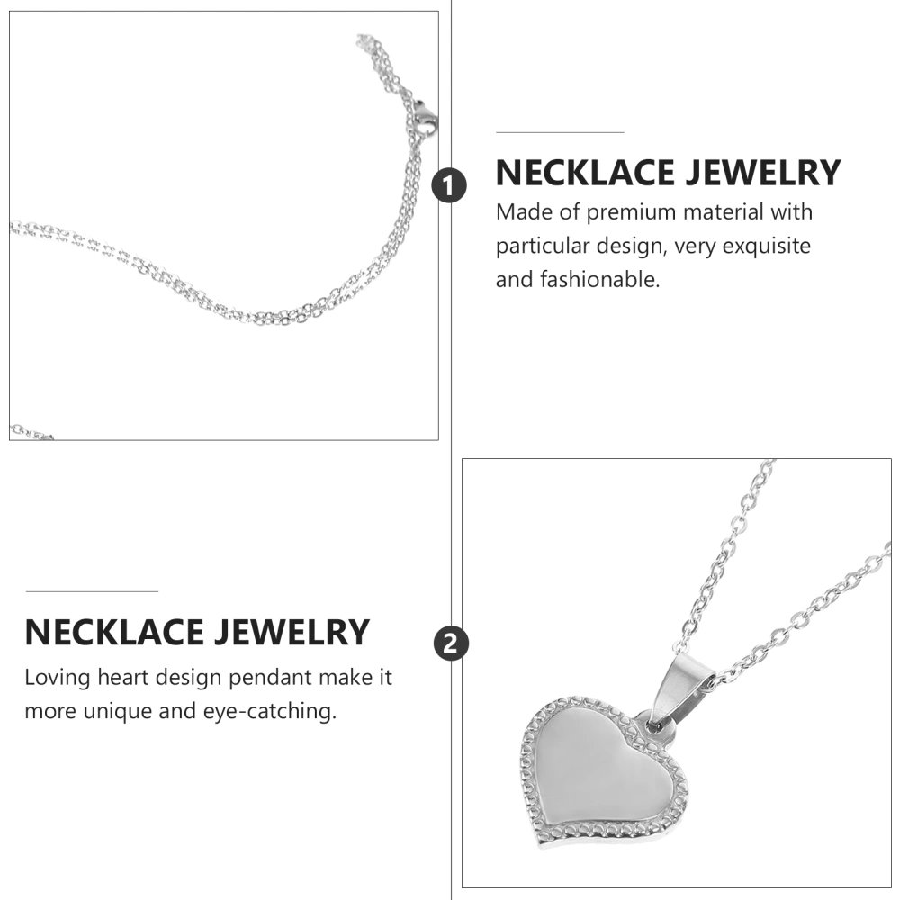 1pc Valentine's Day Loving Heart Charm Neck Chain Decoration Pendant Necklace