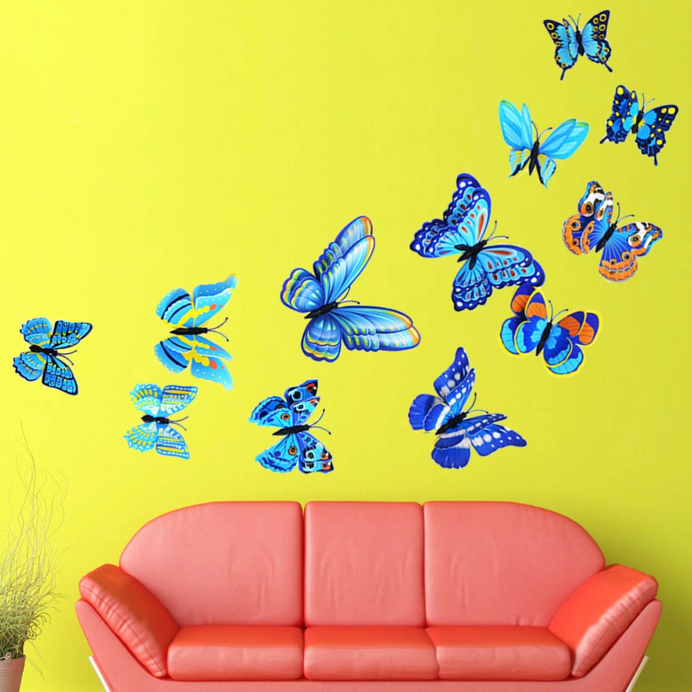 12Pcs Removable Magnet Fridge Sticker 3D Wall Decals for Home Room Decoration (Blue Magnet and Glue)