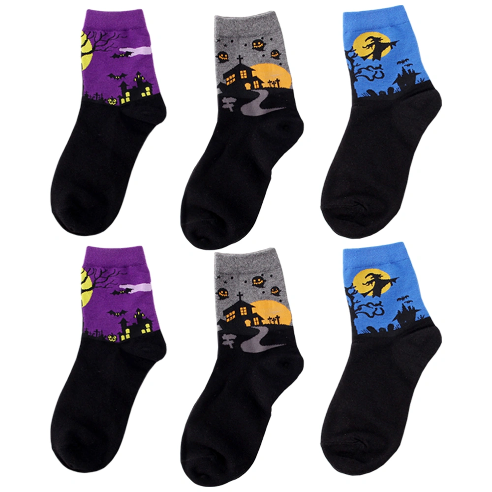 3 Pair of Breathable Cartoon Socks Halloween Cosplay Cotton Socks Casual Socks