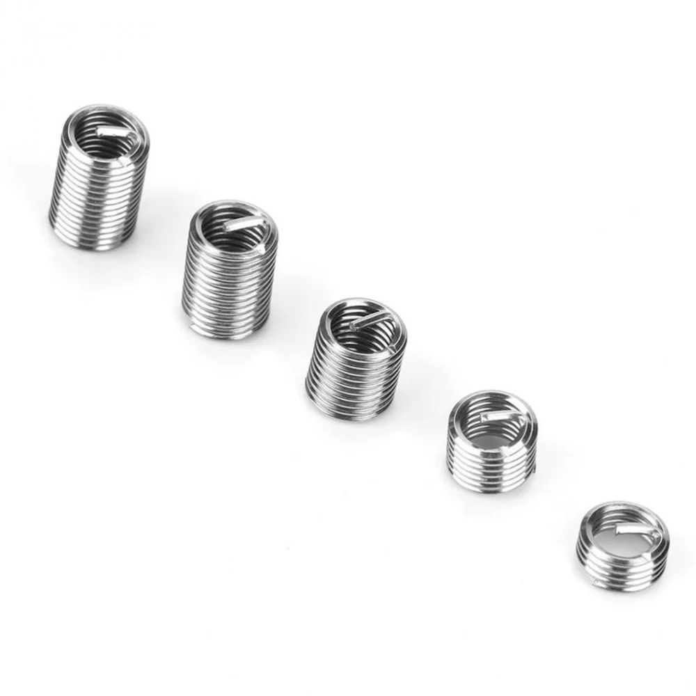 100Pcs Stainless Steel Tooth Socket Set Thread Sheath Set Thread Repair Kit Silver and White