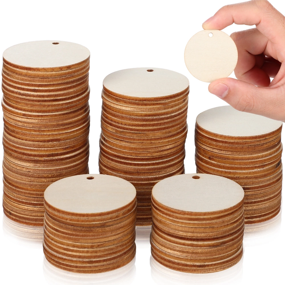 100Pcs Blank Round Wood Slices Natural Wood Slices Unfinished Wood Slices Plant Label Pendants