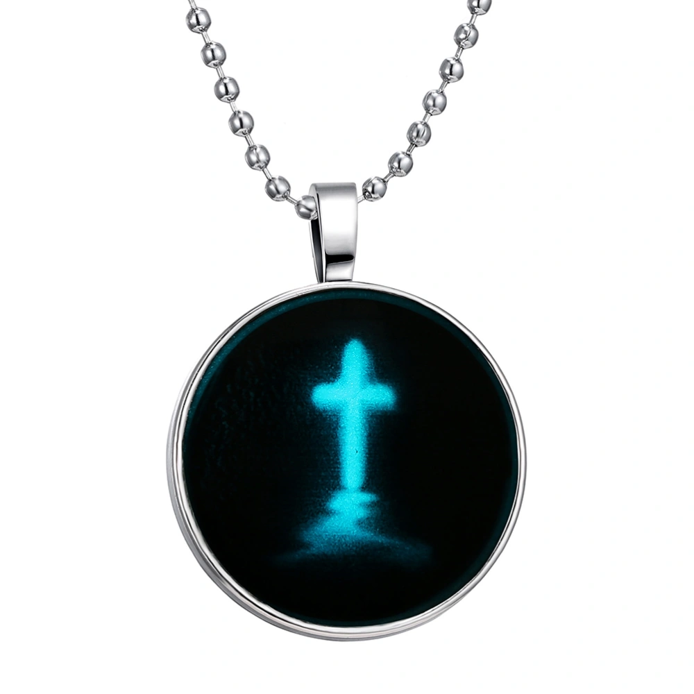 Luminous Necklace Cross Pendant Punk Jewelry Glow in the Dark Accessory