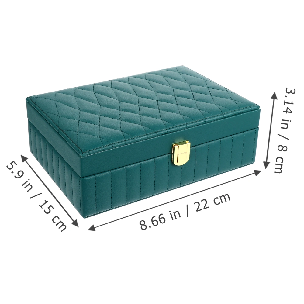 1pc PU Jewelry Storage Case Earring Necklace Display Case Storage Box (Dark Green)