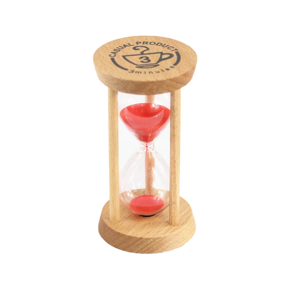 3 Minutes Children Brushing Sand Timer Hourglass Timer Sands Hourglass Home Decoration (Red)