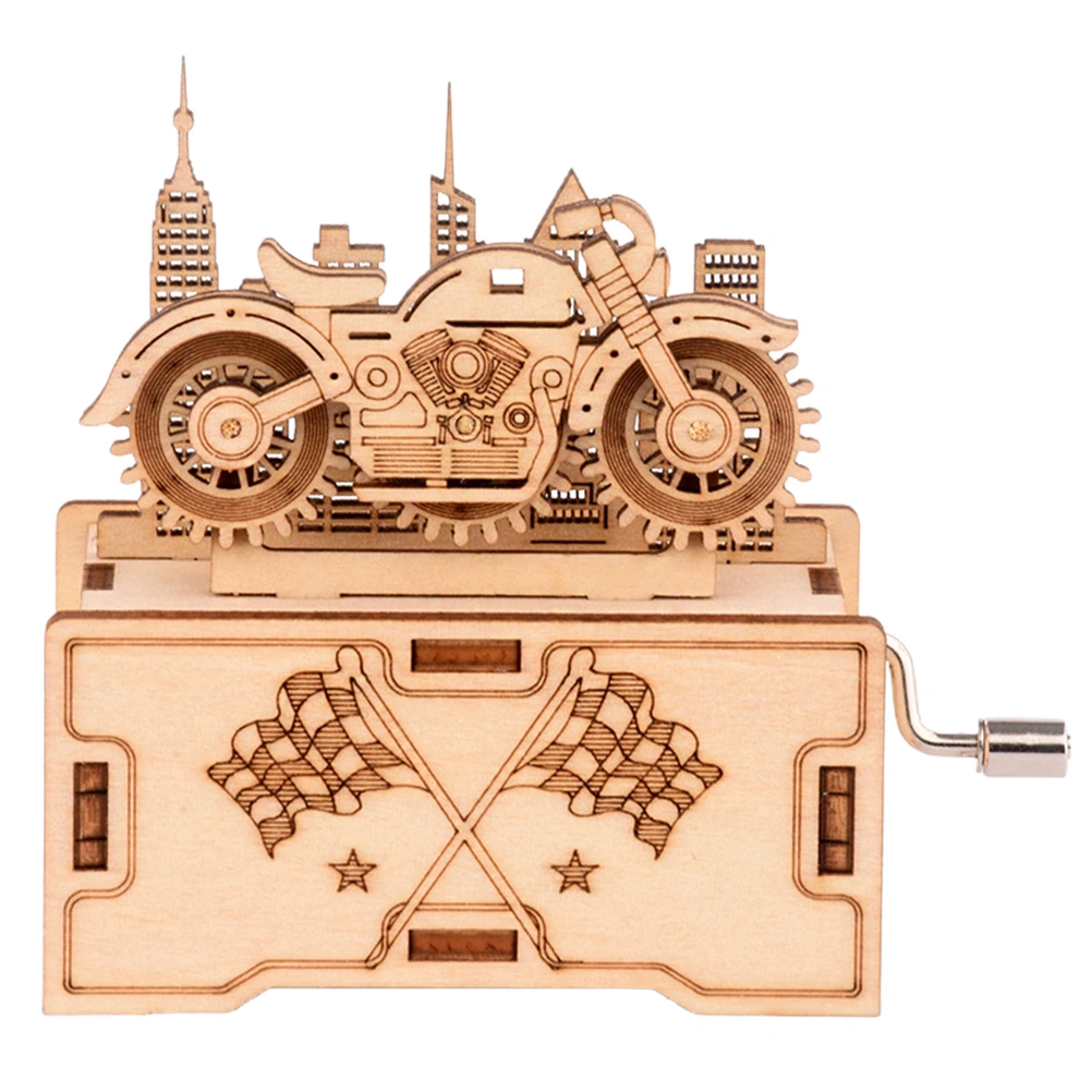 1 Set Wooden Hand Crank Music Box Assembly Puzzle Practical DIY Music Box Puzzle