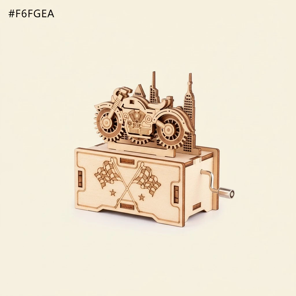 1 Set Wooden Hand Crank Music Box Assembly Puzzle Practical DIY Music Box Puzzle