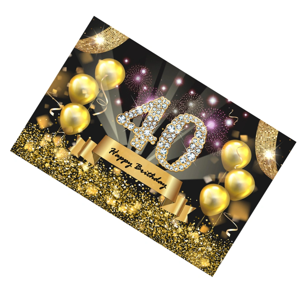 Birthday Photographic Prop Balloon Printed Background Cloth Fashion Diamond 40 Photo Taking Tool (210x150cm)