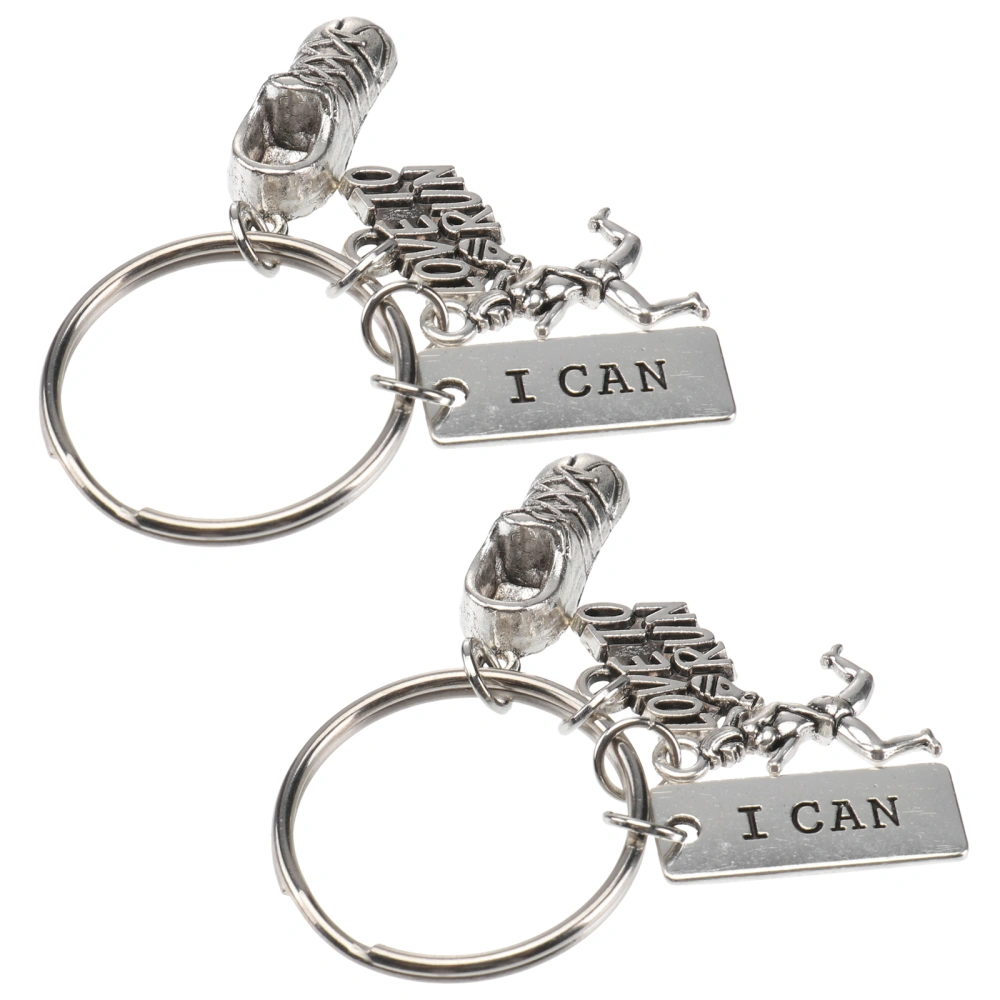 2pcs Keychains Alloy Marathon Running  Pendant Key Holder Key Rings Ornaments