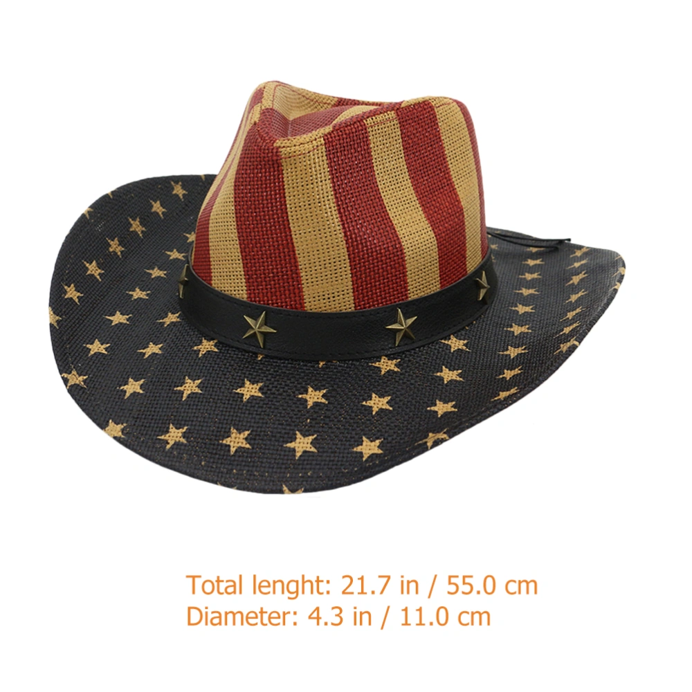 Independence Day Straw Hat Multi-functional Hat Decorative American Flag Hat