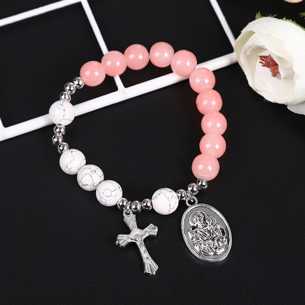 Glass Cross Bracelet Beaded Bracelet Rosary Bracelet Jewelry for Women