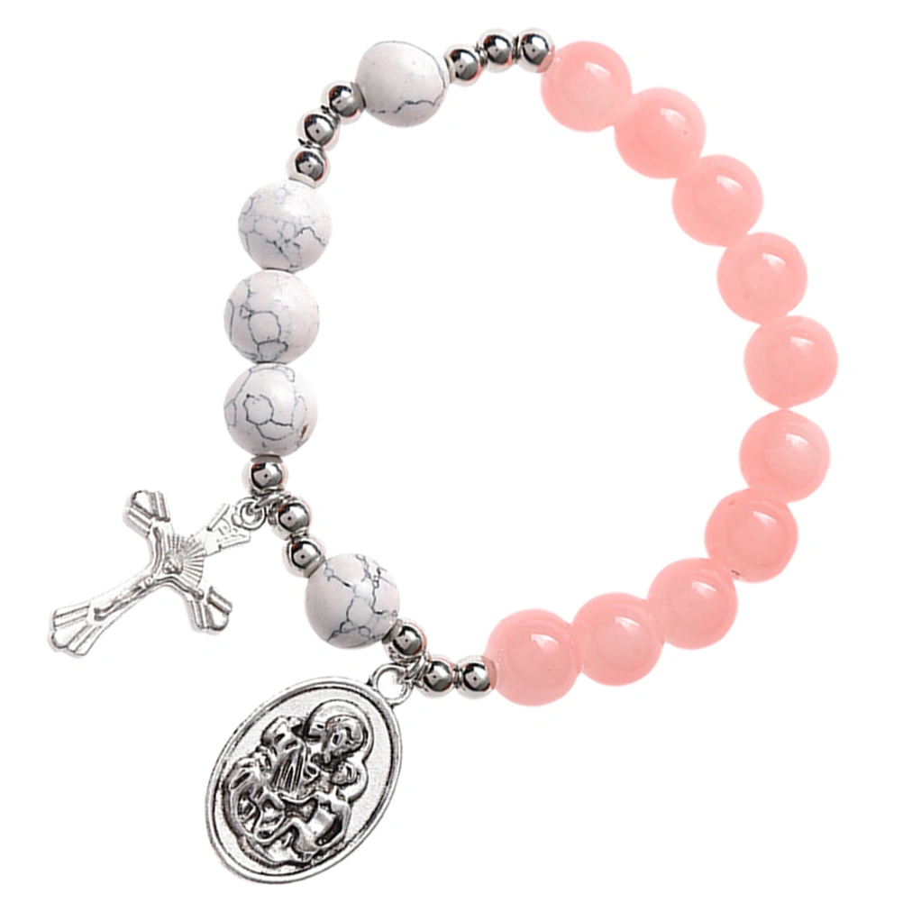 Glass Cross Bracelet Beaded Bracelet Rosary Bracelet Jewelry for Women