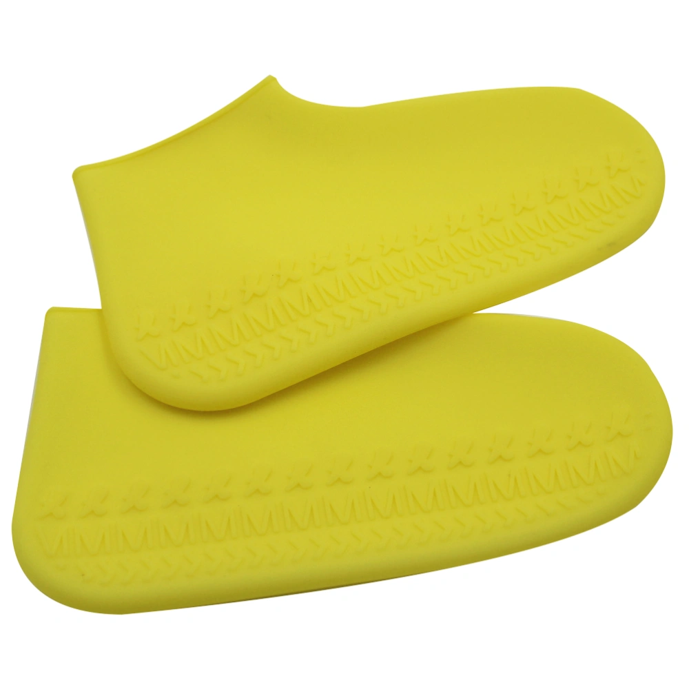 1 Pair Silicone Shoes Cover Rainproof Anti-slip Shoes Protector Unisex Thicken Rainshoes Cover (Yellow, Size M)