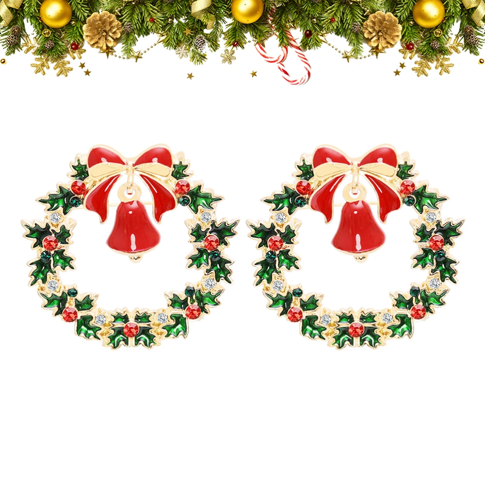 2pcs Christmas Themed Brooches Cartoon Festive Breastpin Fashion Shirt Sweater Boutonnieres Clothes Collar Corsage