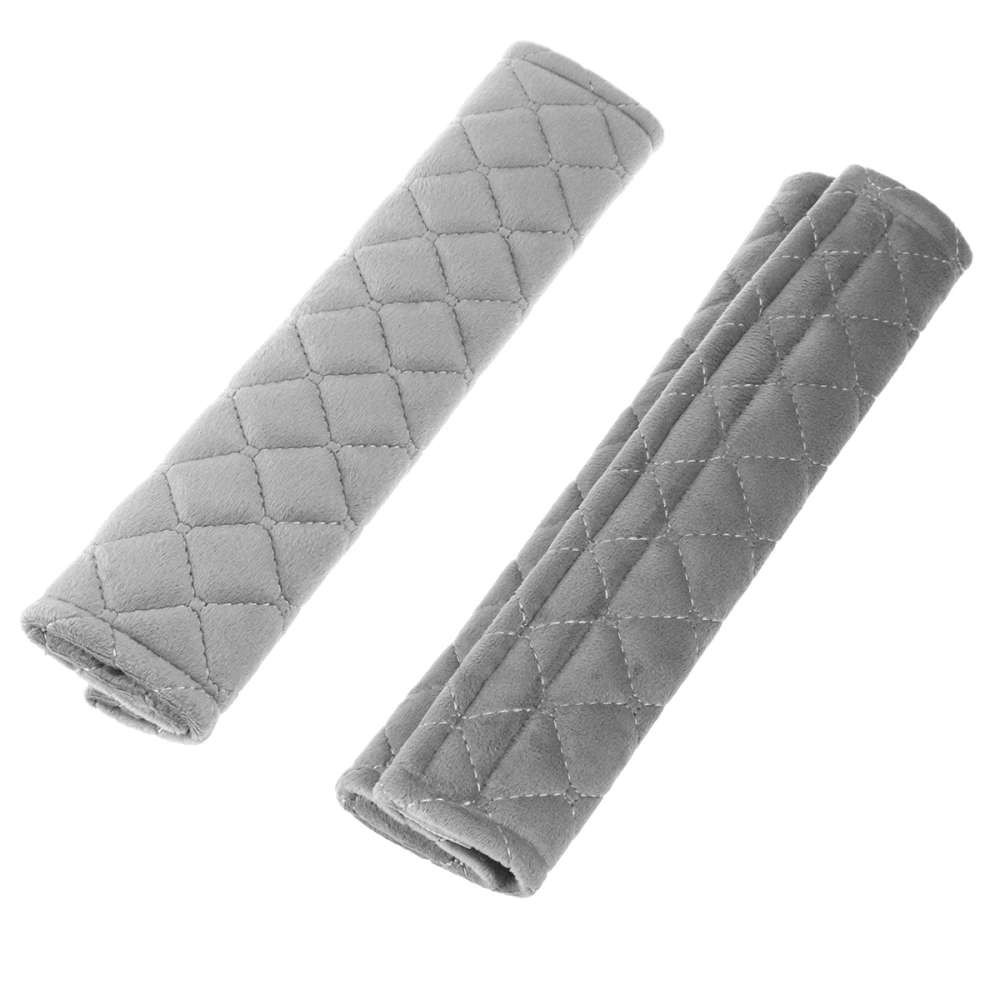 2 PCS Auto Car Seat Belt Cover Plush Seat Shoulder Pad Seatbelt Strap Cover (Grey)