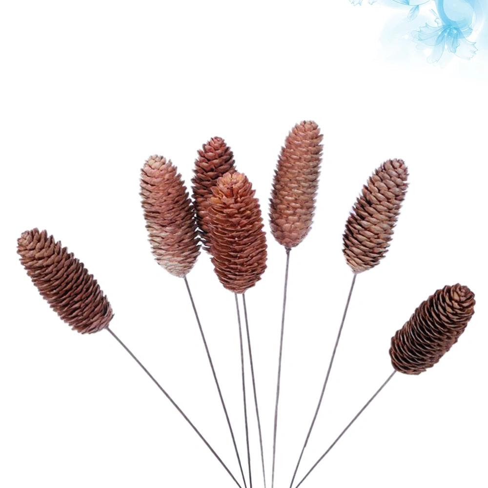 7pcs Floral Pinecone Natural Pine Cone Handmade Flower Bouquet Pine Tower Photo Props for Home Decoration DIY Crafting Accessories