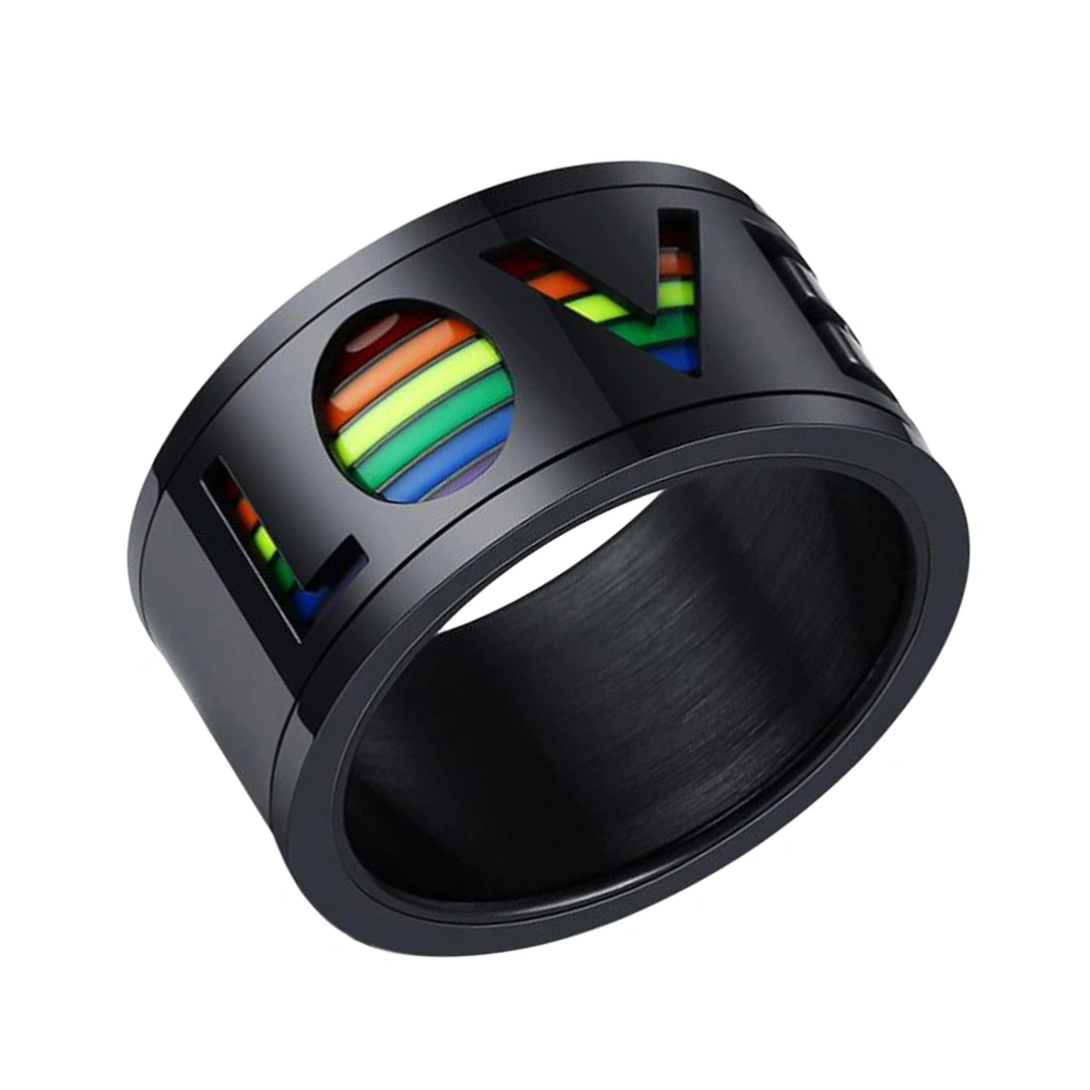 Stainless Steel Rainbow Ring LOVE Rotating Ring Delicate Ring for Wearing Use (American Standard Circumference No.11)