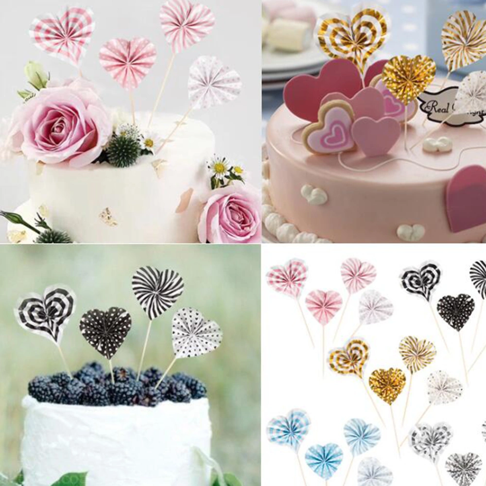 16pcs Heart Shape Cake Topper Creative Cupcake Ornament Picks Cake Decoration Dessert Adornment for Party Birthday