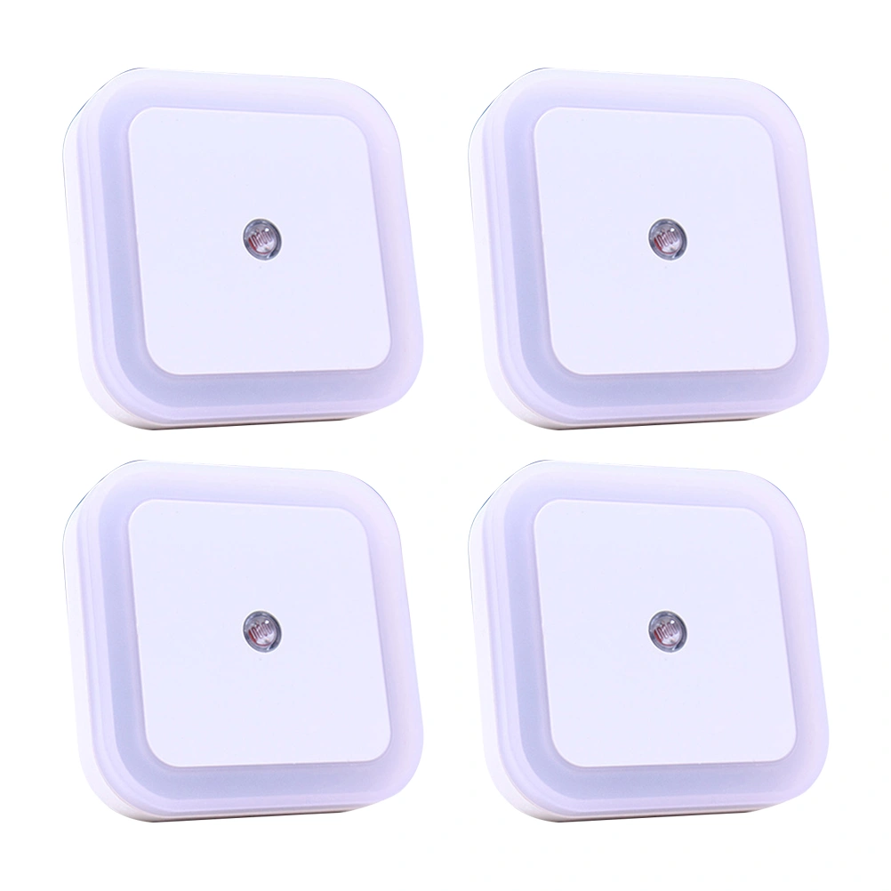 4pcs 0.4W LED Night Light Mini Light Sensor Control Halo Nightlight Lamp For Children Kids Living Room Bedroom with US Plug (White)