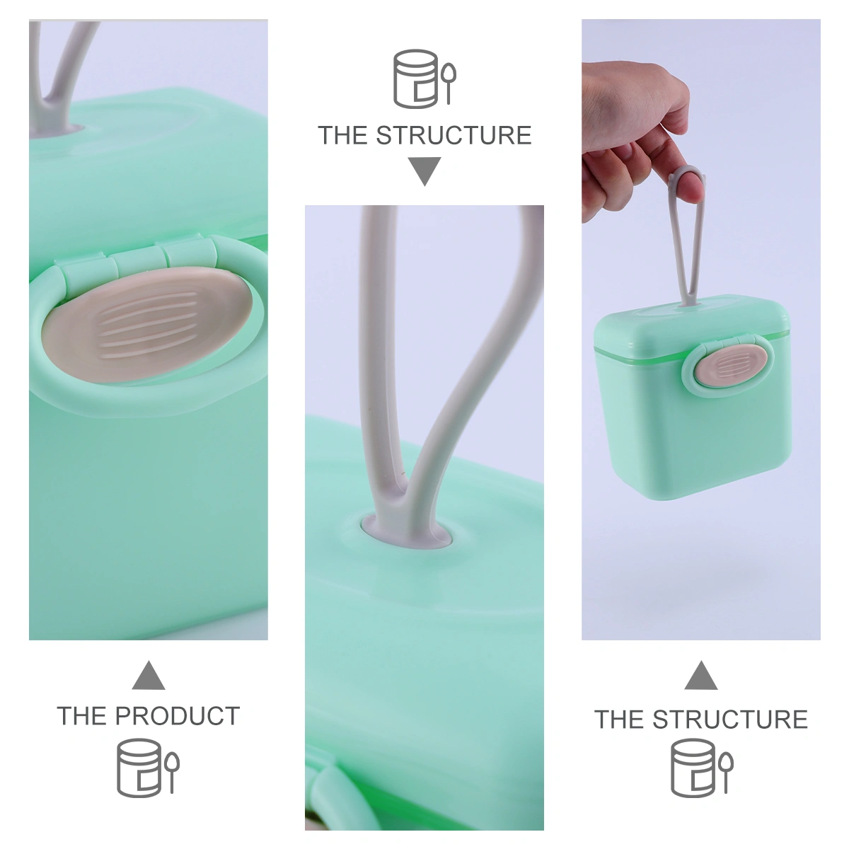 Large Capacity Milk Powder Box Sealed Storage Tank Portable Storage Container for Baby (Green)