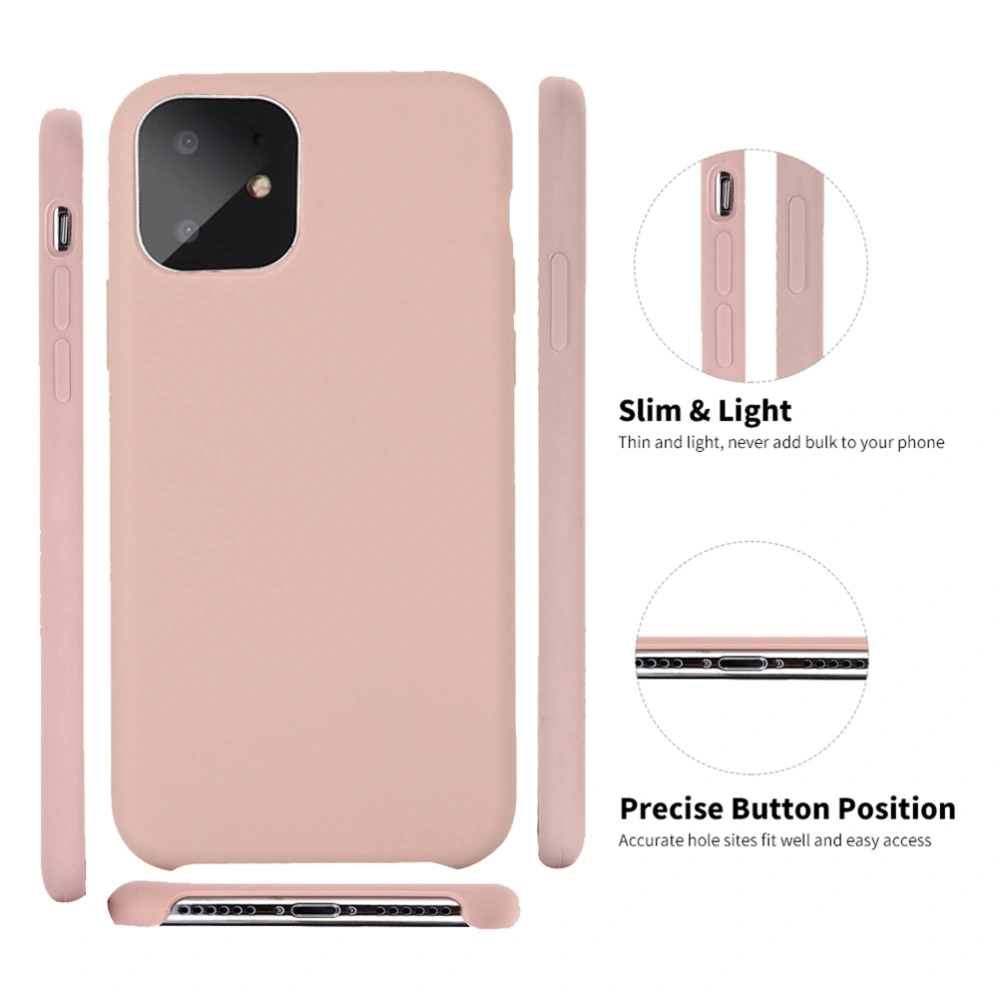 1PC Phone Case Liquid Silicone Full-cover Shockproof Anti Scratches Protective Shell Compatible for Apple iPhone 11 Pro Max (Pink)