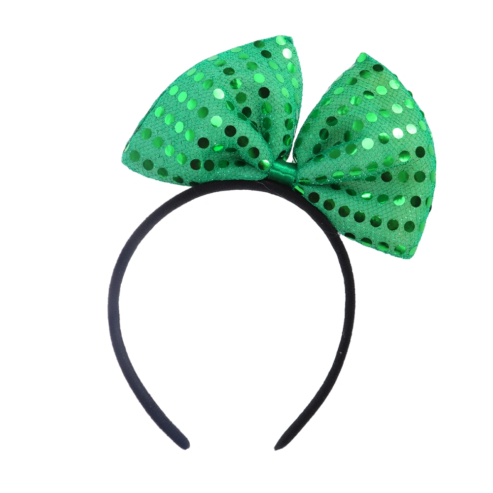 Handmade Bowknot Headband Headwear with Green Sequins for Festival (Green)