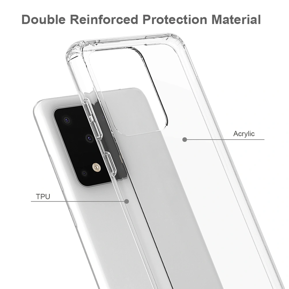 Acrylic Phone Shell Hard Phone Case Anti-Scratches Phone Case Quakeproof Shell Compatible for Galaxy S20 Ultra Transparent