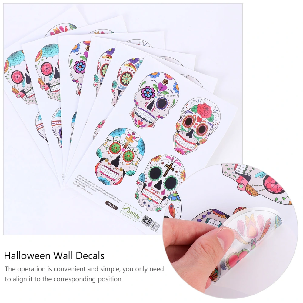 50 Sheets Halloween Skull Wall Stickers Wall Decor Wall Paste Adhesive Sticker