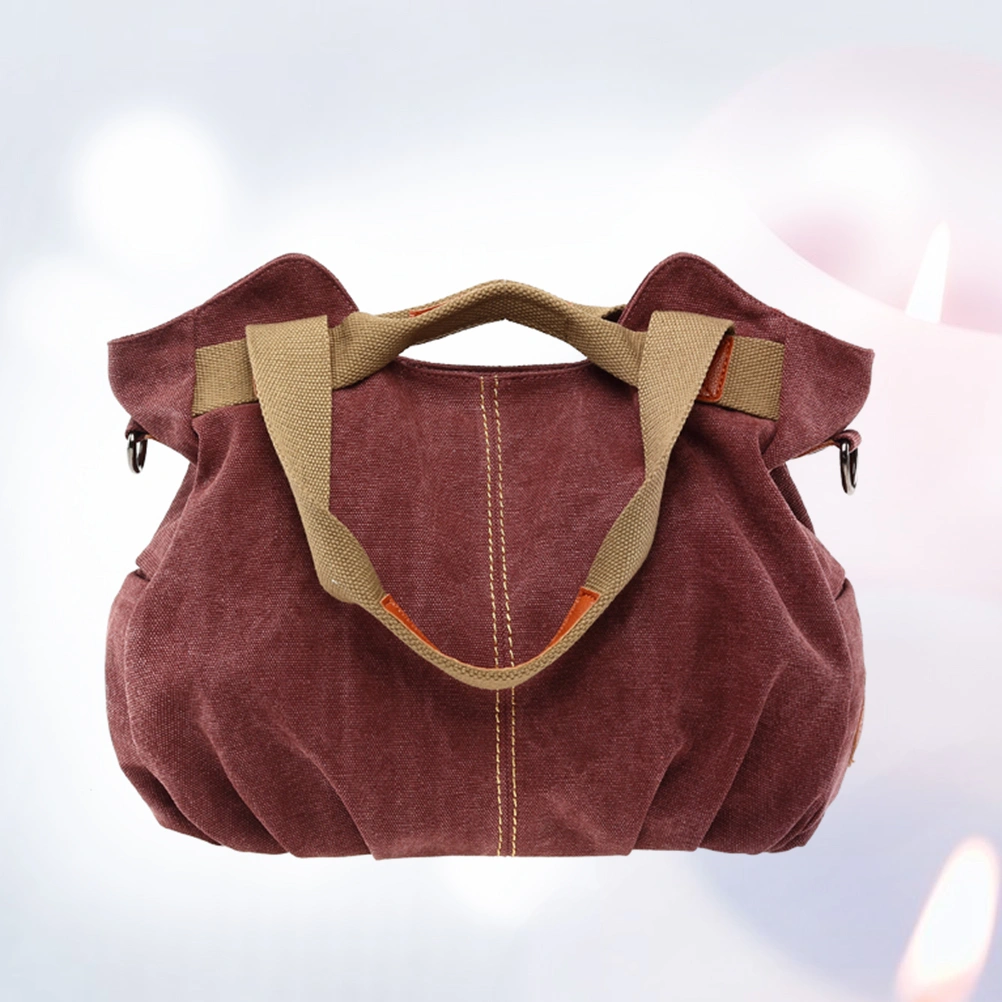 Purple Retro Fashion Fashion Solid Color Canvas Bag Shoulder Bag Simple Handbag Casual Shopping Bag