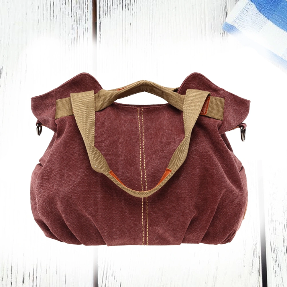 Purple Retro Fashion Fashion Solid Color Canvas Bag Shoulder Bag Simple Handbag Casual Shopping Bag