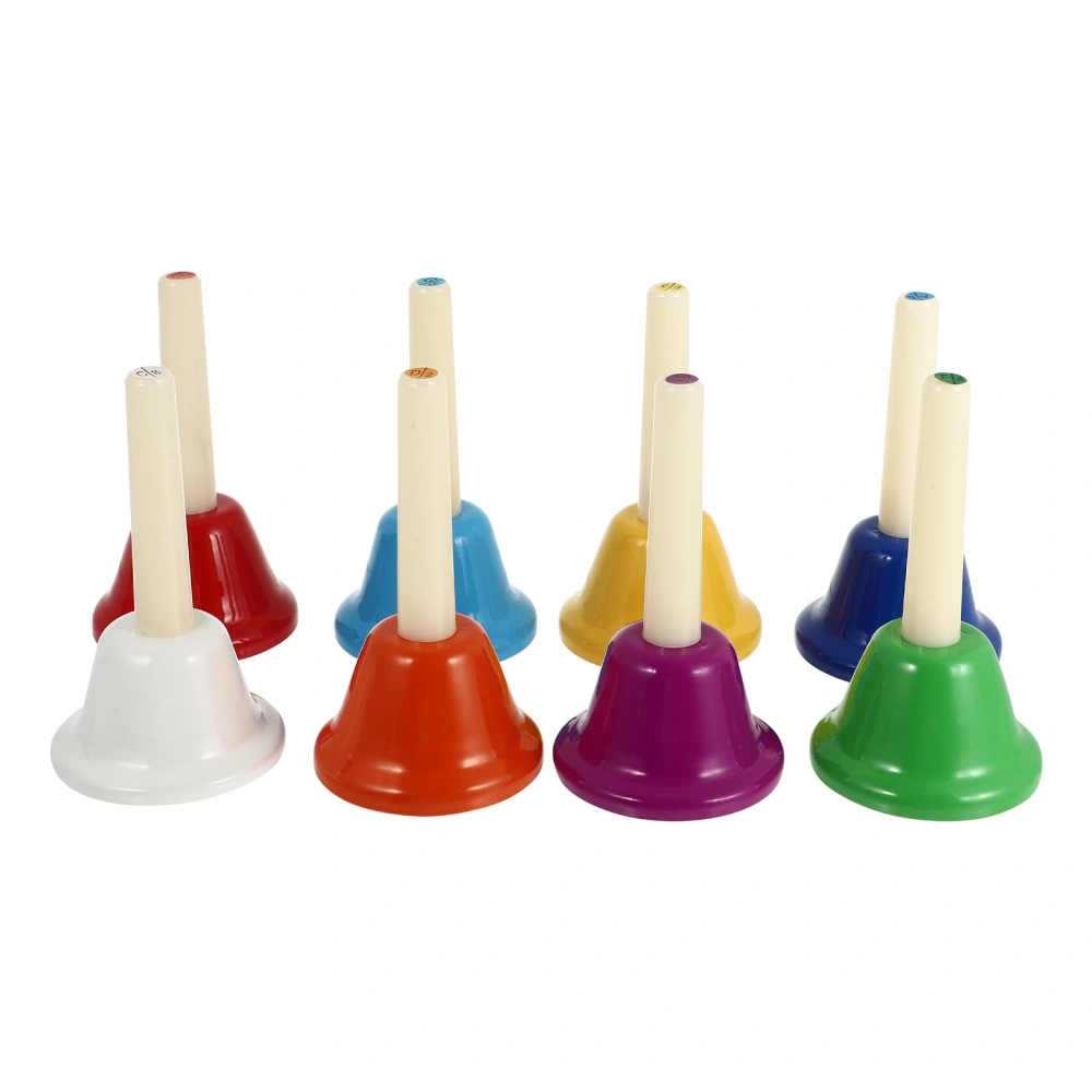 8pcs Practical Colorful Musical Hand Bell Set Class Bells for Kids Playing