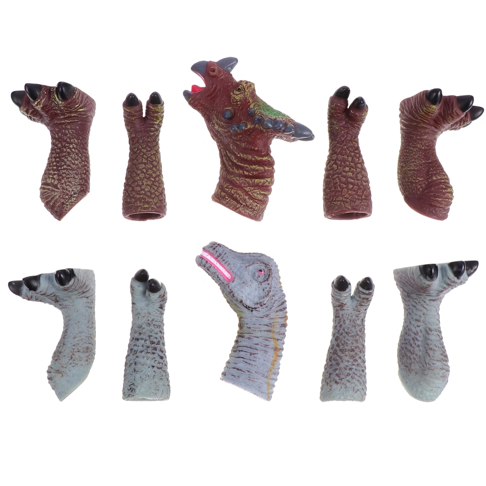 2 Sets Creative Finger Puppets Cartoon Dinosaur Finger Plaything Finger Toy Set