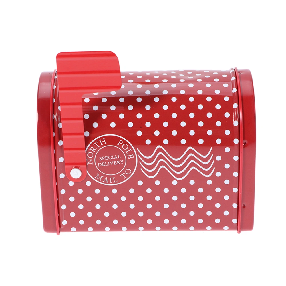 Christmas Theme Gift Box Mailbox Shape Creative Tinplate Post Box for Candy Toys Decoration (Dot Pattern)