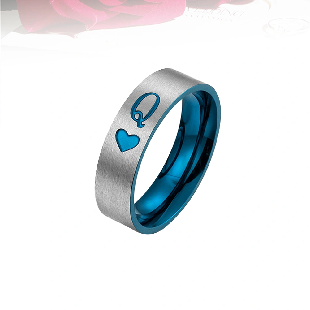 1Pc Fashion Couple Ring Delicate Titanium Steel Finger Ring Elegant Charming Ring Jewelry for Adults Men Women (Q Size 8#)