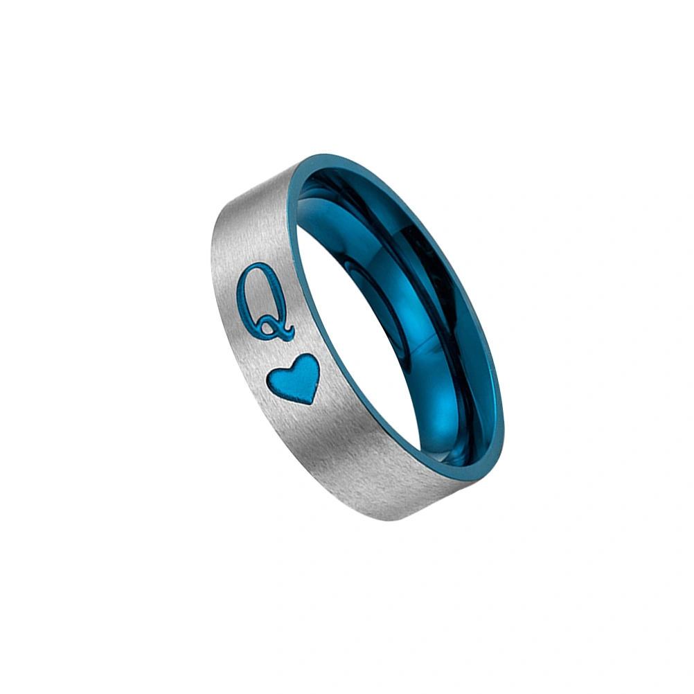 1Pc Fashion Couple Ring Delicate Titanium Steel Finger Ring Elegant Charming Ring Jewelry for Adults Men Women (Q Size 8#)