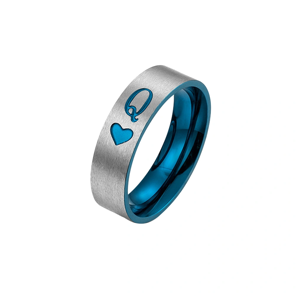 1Pc Fashion Couple Ring Delicate Titanium Steel Finger Ring Elegant Charming Ring Jewelry for Adults Men Women (Q Size 8#)
