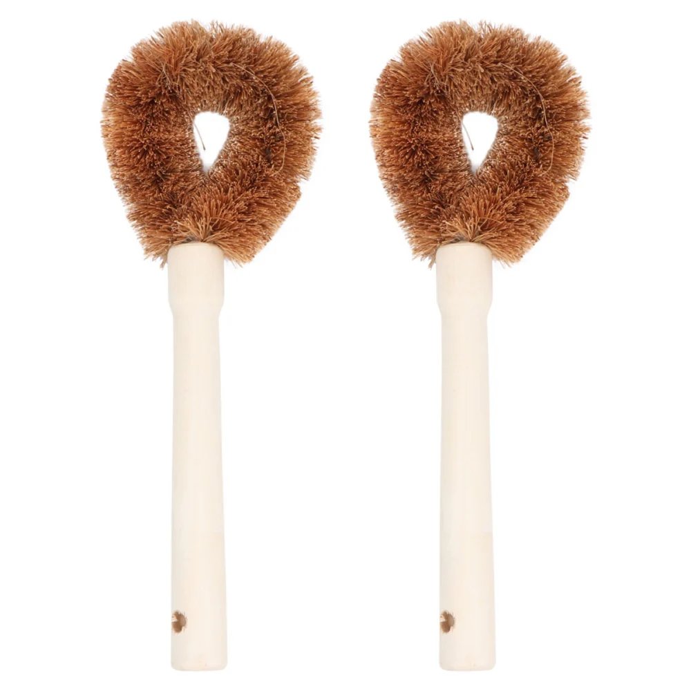 2pcs Kitchen Cleaning Brush Cookware Wood Handle Brush Pot Cleaning Tool