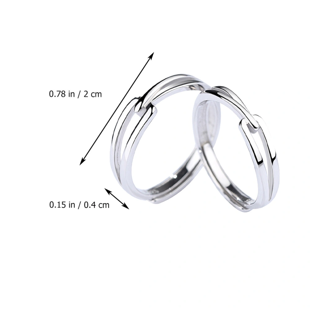 1 Pair Couple's Ring Decorative Finger Ring Male Female Finger Jewelry (Silver)