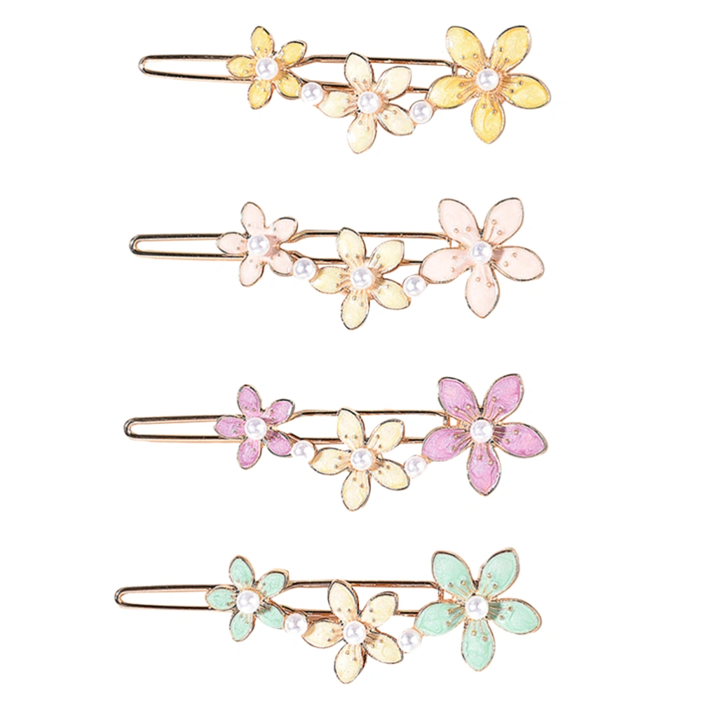 4pcs Colorful Flower Hairpin Women Girl Sweet Headdress Creative Hair Decoration