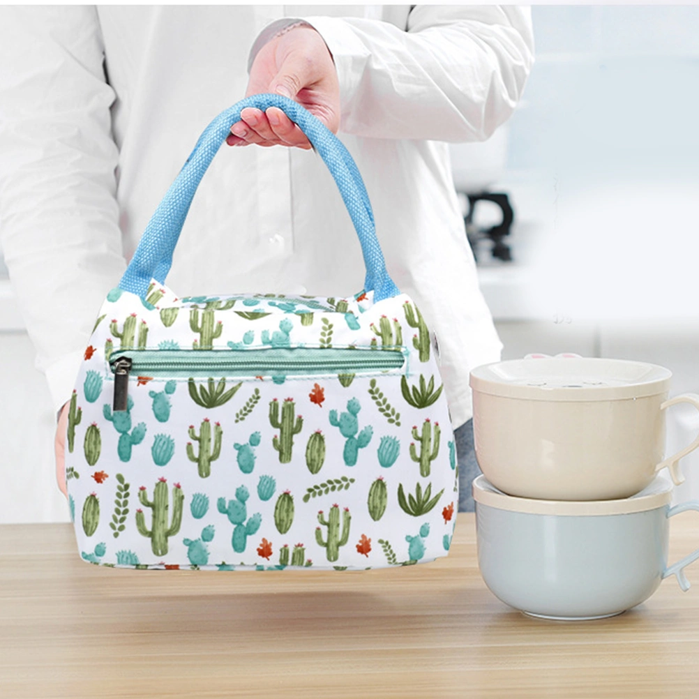 1PC Waterproof Lunch Tote Bag Insulated Lunch Bag Lunch Box Handbag Cooler Bag for Outdoor Camping Picnic (Cactus)