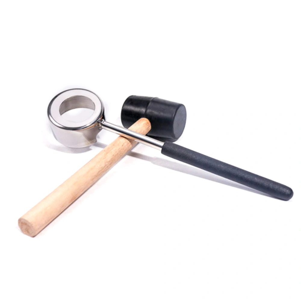 Coconut Opener Tool Set Food Grade Stainless Steel Opener with Wooden Mallet